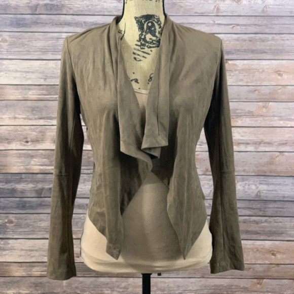 Katherine Barclay Sweaters - Open Front Faux-Suede Cardigan